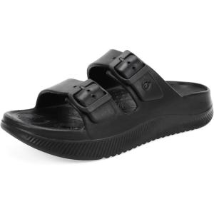 ONCAI Womens Recovery Sandals with Arch Support Plantar Fasciitis Orthotic Adjustable Buckle Open Toe Thick Cushion Outdoor Girls Sport Slides Athletic Summer Comfortable Rubber Soles Size US 6-11(All Black)