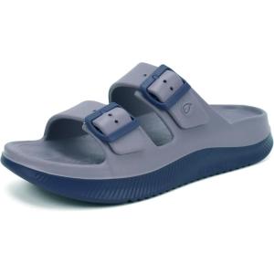 ONCAI Womens Recovery Sandals with Arch Support Plantar Fasciitis Orthotic Adjustable Buckle Open Toe Thick Cushion Outdoor Girls Sport Slides Athletic Summer Comfortable Rubber Soles Size US 6-11(Light/Dark Purple)
