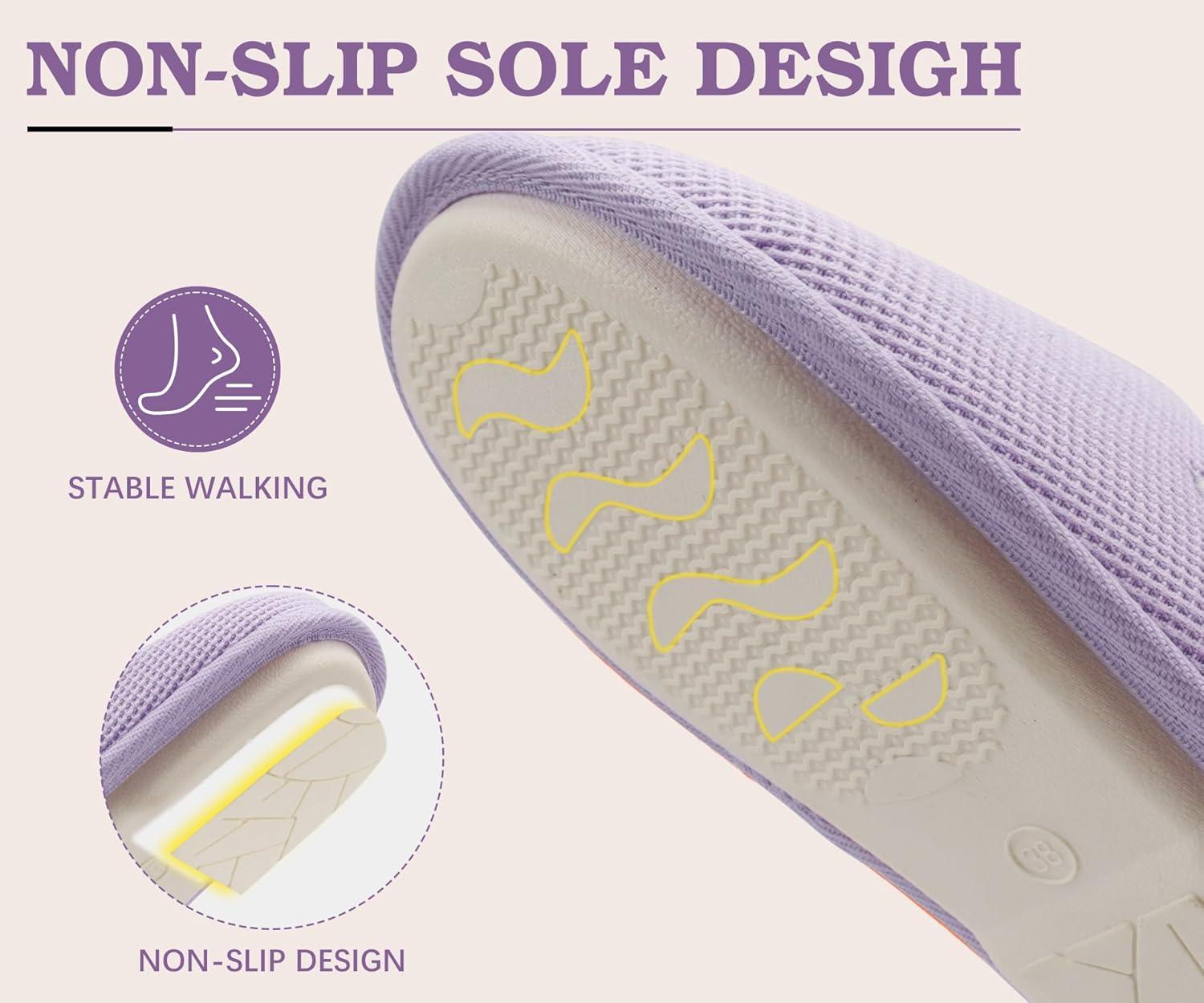 image:imageONCAI Womens House Slippers Cushion Memory Foam Waffle Upper Home Comfortable Warm Winter Cozy Soft Lightweight Indoor Best House Shoes Nonslip Rubber Sole US Size 511Light Purple