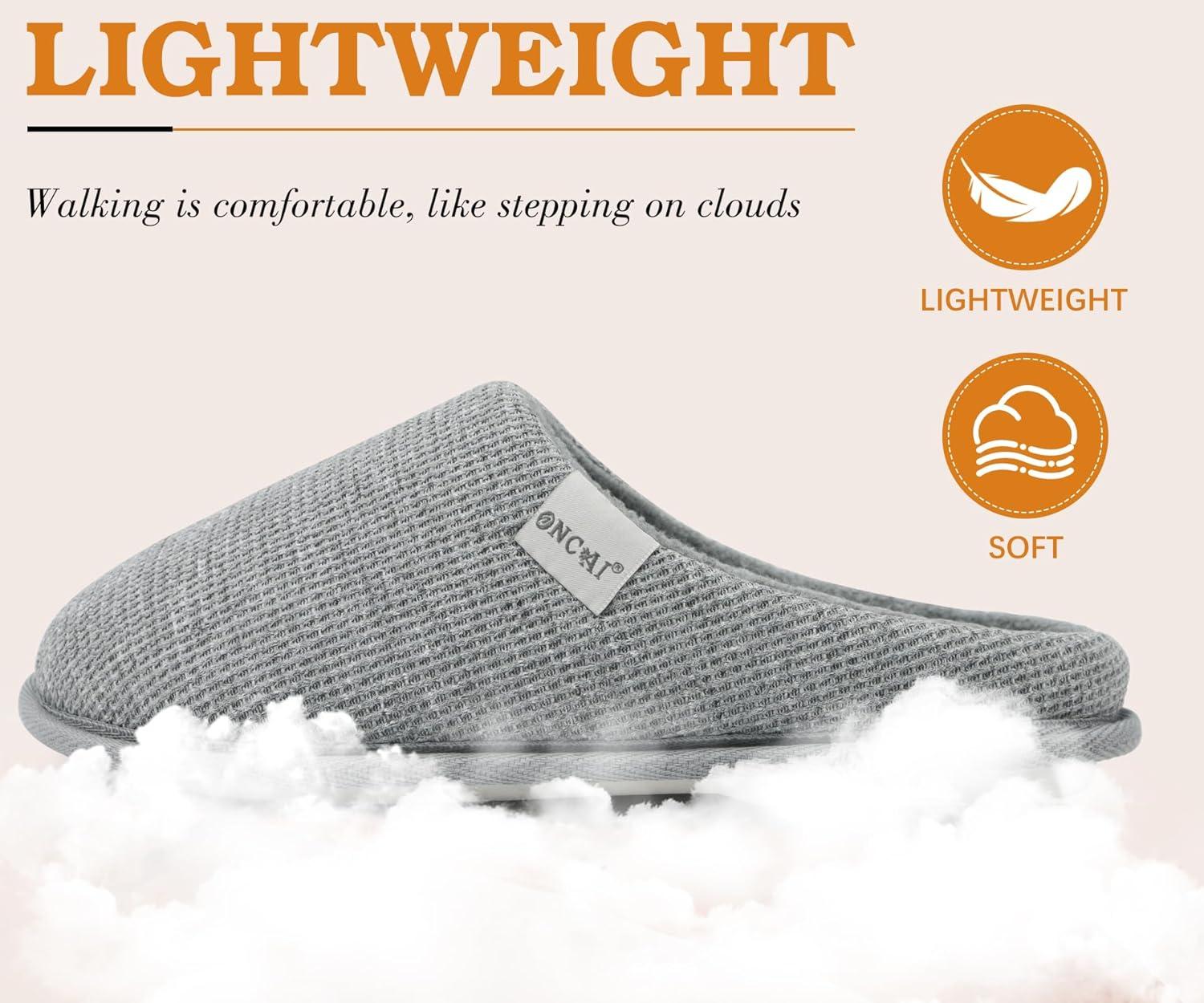 image:imageONCAI Womens House Slippers Cushion Memory Foam Waffle Upper Home Comfortable Warm Winter Cozy Soft Lightweight Indoor Best House Shoes Nonslip Rubber Sole US Size 511Grey