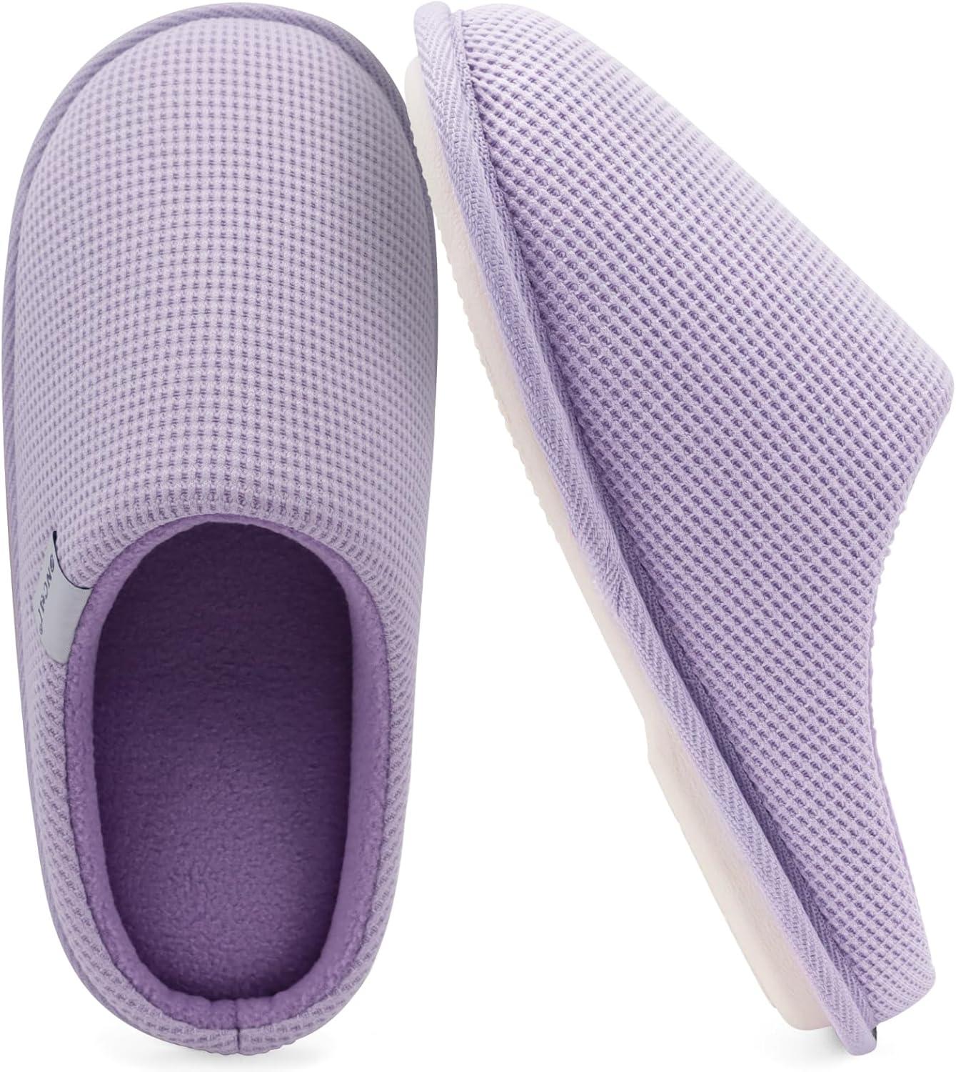 image:imageONCAI Womens House Slippers Cushion Memory Foam Waffle Upper Home Comfortable Warm Winter Cozy Soft Lightweight Indoor Best House Shoes Nonslip Rubber Sole US Size 511Light Purple