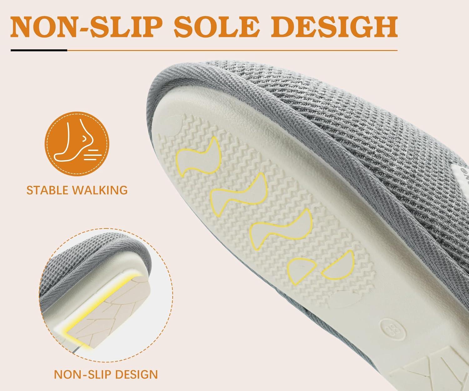 image:imageONCAI Womens House Slippers Cushion Memory Foam Waffle Upper Home Comfortable Warm Winter Cozy Soft Lightweight Indoor Best House Shoes Nonslip Rubber Sole US Size 511Grey