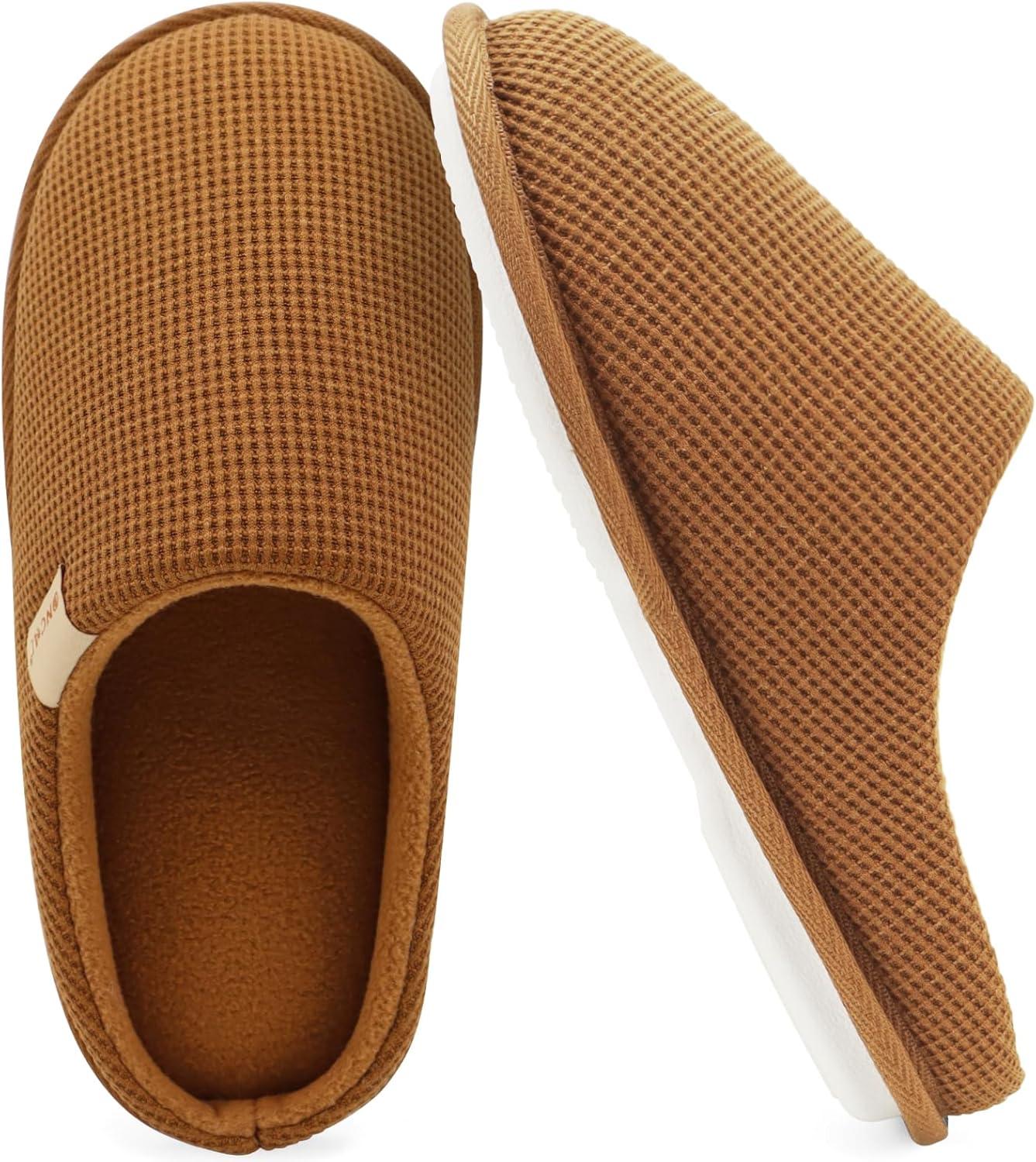 image:imageONCAI Womens House Slippers Cushion Memory Foam Waffle Upper Home Comfortable Warm Winter Cozy Soft Lightweight Indoor Best House Shoes Nonslip Rubber Sole US Size 511Dark Khaki