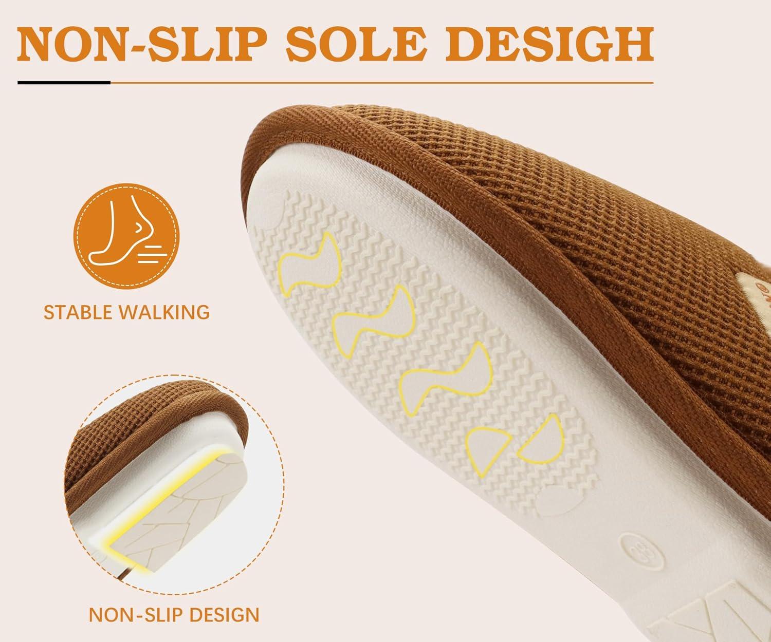 image:imageONCAI Womens House Slippers Cushion Memory Foam Waffle Upper Home Comfortable Warm Winter Cozy Soft Lightweight Indoor Best House Shoes Nonslip Rubber Sole US Size 511Dark Khaki