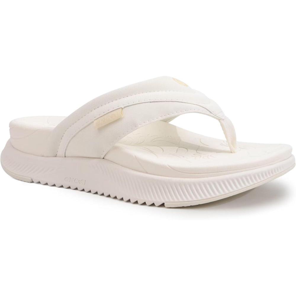 image:imageONCAI Womens Orthotic Cushion Flip Flops Recovery Walking Sandals for Women with Arch Support Summer Comfortable Slip On Flip Flops for Womans Size 612White