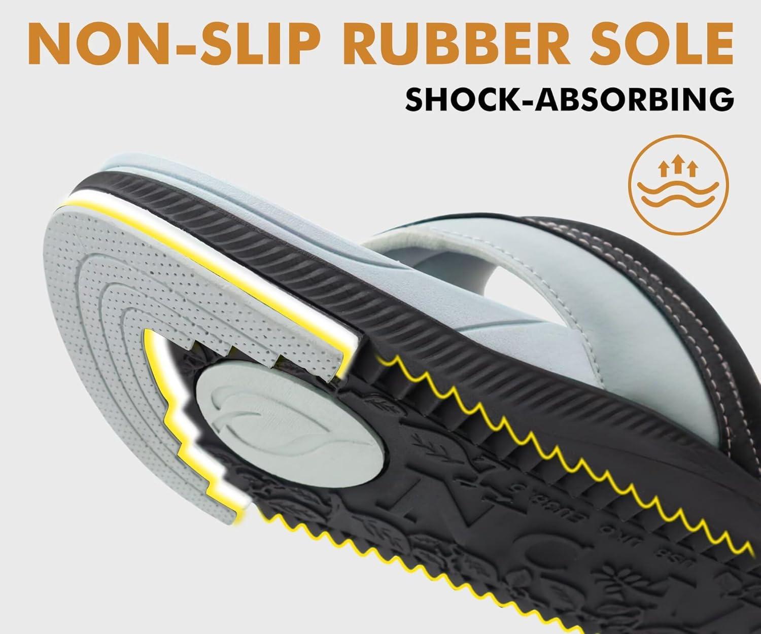 image:imageONCAI Womens Orthotic Flip Flops Recovery Walking Sandals for Women with Arch Support for Plantar Fasciitis Summer Comfortable Cushion Platform SlipOn Indoor Outdoor Size 612GreyBlack