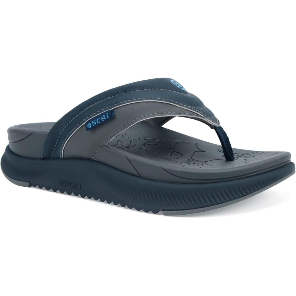 image:imageONCAI Womens Orthotic Flip Flops Recovery Walking Sandals for Women with Arch Support for Plantar Fasciitis Summer Comfortable Cushion Platform SlipOn Indoor Outdoor Size 612Dark BlueGrey