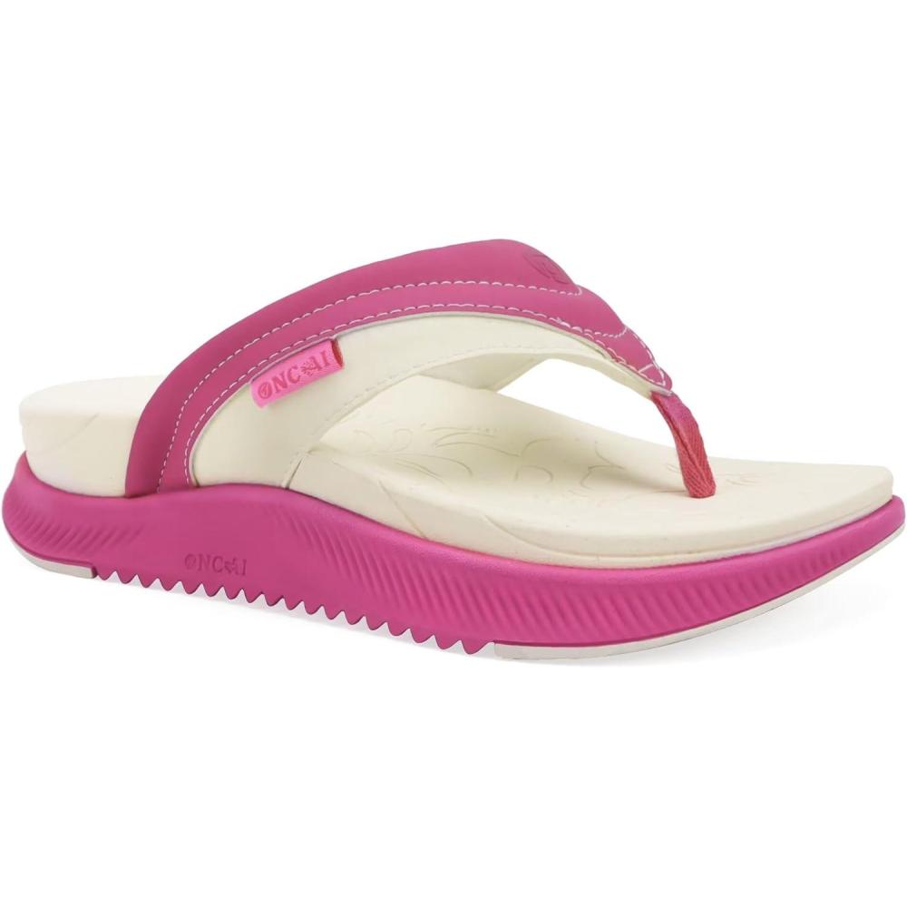 image:imageONCAI Womens Orthotic Flip Flops Recovery Walking Sandals for Women with Arch Support for Plantar Fasciitis Summer Comfortable Cushion Platform SlipOn Indoor Outdoor Size 612HotpinkWhite