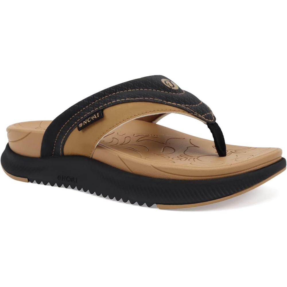 image:imageONCAI Womens Orthotic Flip Flops Recovery Walking Sandals for Women with Arch Support for Plantar Fasciitis Summer Comfortable Cushion Platform SlipOn Indoor Outdoor Size 612KhakiBlack