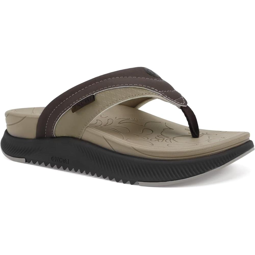 image:imageONCAI Womens Orthotic Flip Flops Recovery Walking Sandals for Women with Arch Support for Plantar Fasciitis Summer Comfortable Cushion Platform SlipOn Indoor Outdoor Size 612LightDark Brown