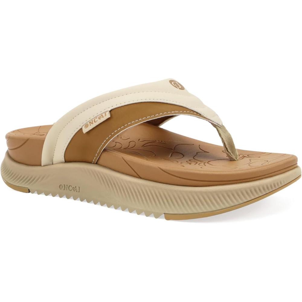 image:imageONCAI Womens Orthotic Flip Flops Recovery Walking Sandals for Women with Arch Support for Plantar Fasciitis Summer Comfortable Cushion Platform SlipOn Indoor Outdoor Size 612KhakiBeige