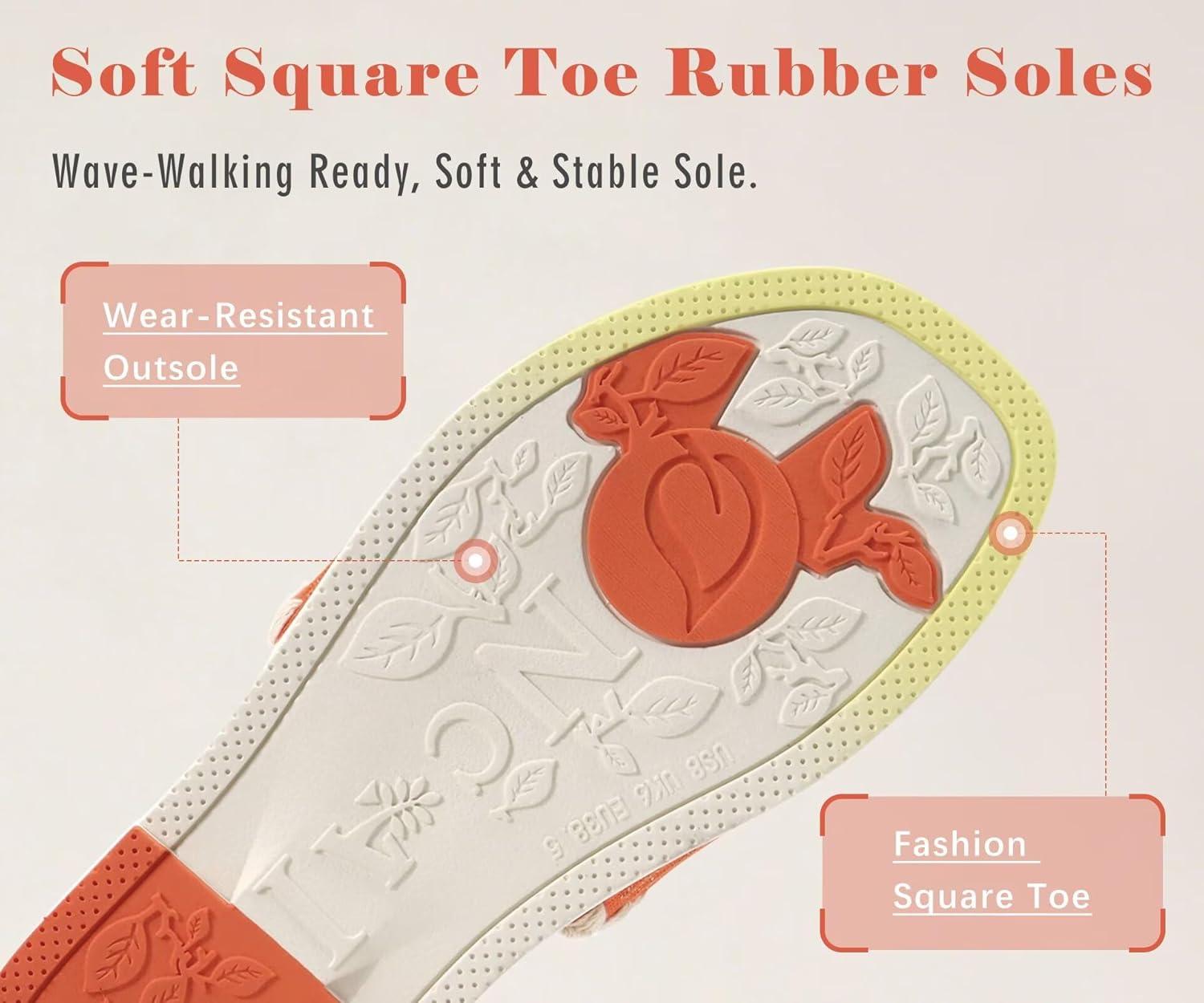 image:imageONCAI Womens Flat Slides Sandals Soft Knitted with Golden Thread Inlay Summer Vacation Walking Sandalias Mujer with Outdoor Rubber Soles US Size 611Amber OrangeWhite