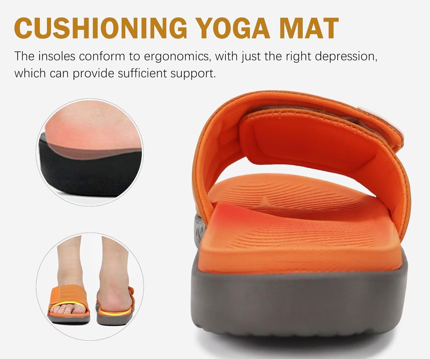 image:imageONCAI Mens Sandals Adjustable Straps Orthotic Plantar Fasciitis Open Toe Athletic Sport Slides with Soft Comfy Arch Support Footbed Size 7515GreyOrange