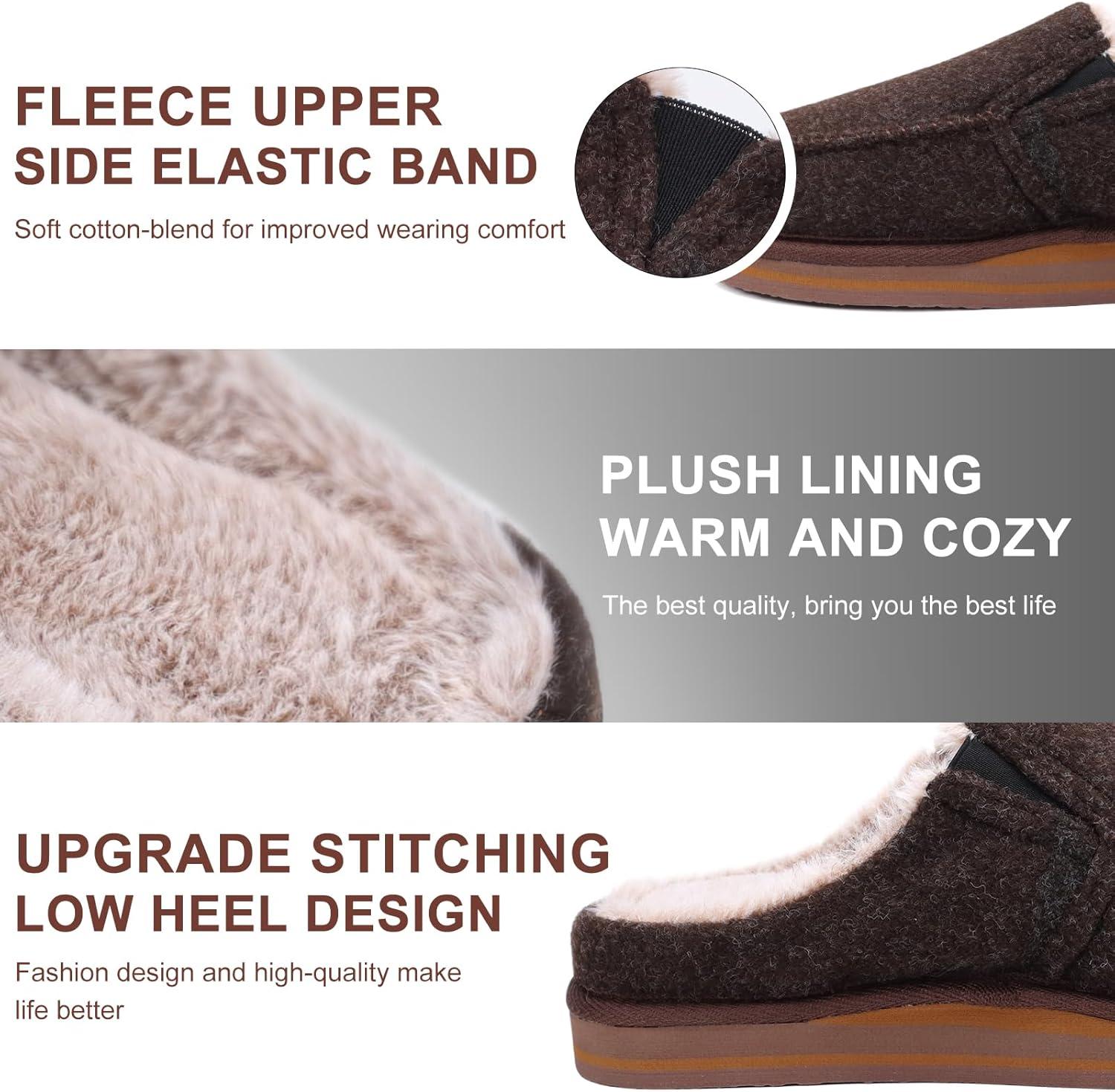 image:imageONCAI Mens Slippers with Orthotic Arch SupportHouse Slippers CottonBlend HighDensity Memory Foam Comfort Plantar Fasciitis Warm Slipon Indoor Outdoor Rubber Sole Felt US Size 716Fur Felt Brown