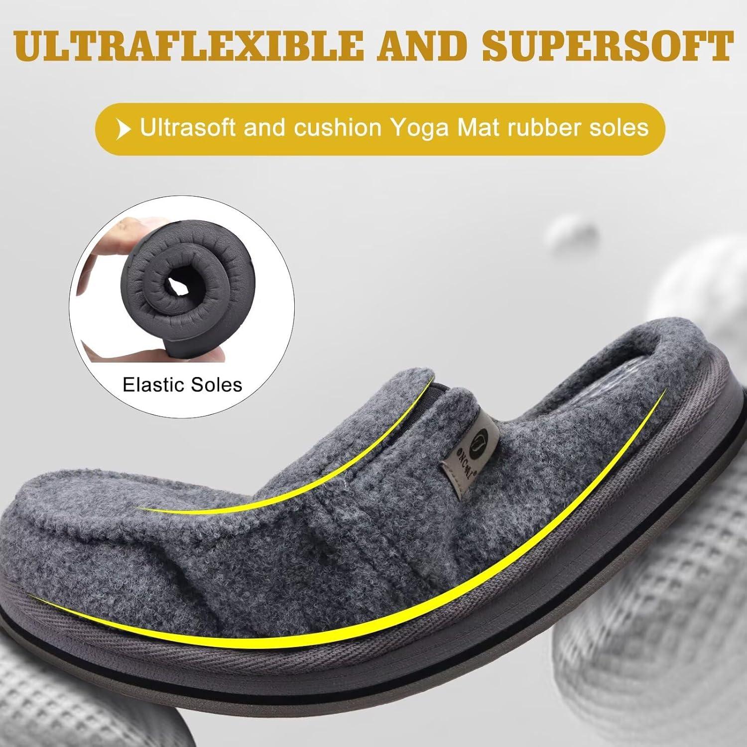 image:imageONCAI Mens Slippers with Orthotic Arch SupportHouse Slippers CottonBlend HighDensity Memory Foam Comfort Plantar Fasciitis Warm Slipon Indoor Outdoor Rubber Sole Felt US Size 716Felt Grey