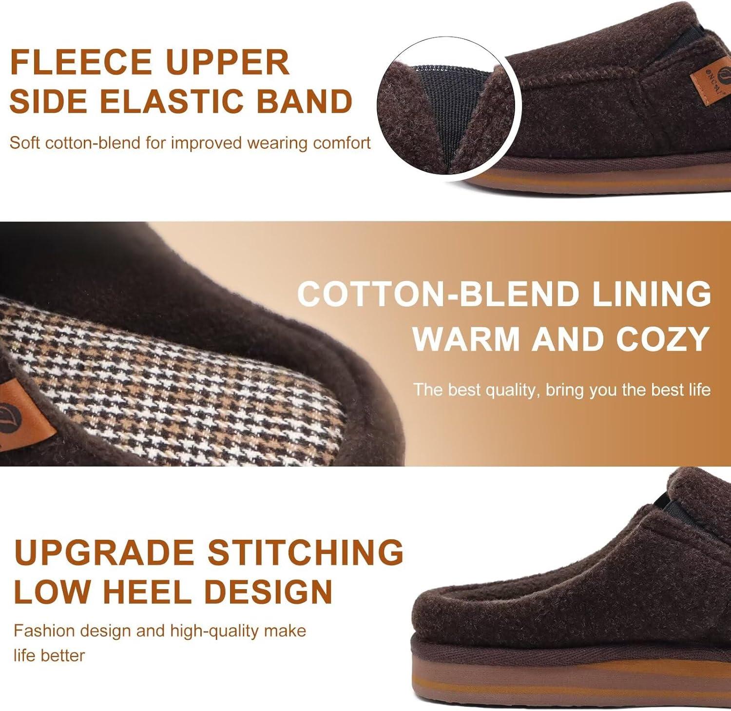 image:imageONCAI Mens Slippers with Orthotic Arch SupportHouse Slippers CottonBlend HighDensity Memory Foam Comfort Plantar Fasciitis Warm Slipon Indoor Outdoor Rubber Sole Felt US Size 716Felt Brown