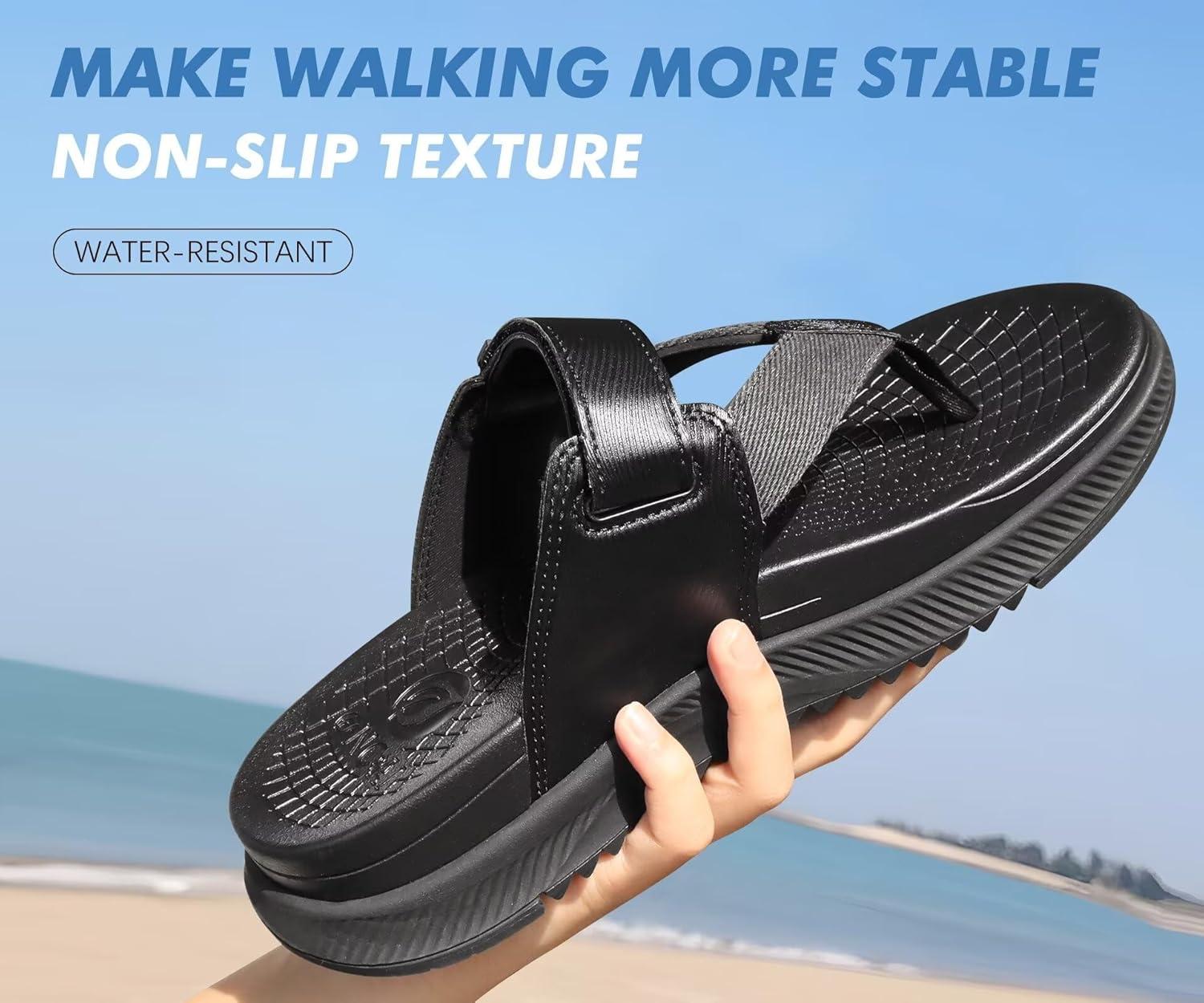 image:imageONCAI Set of 2 Pairs Womens Orthotic Cushion Flip Flops Recovery Walking Sandals Black US Size 8 Orthopedic Flip Flops for Men Mens Arch Support Walking Sandals Black US Size 10