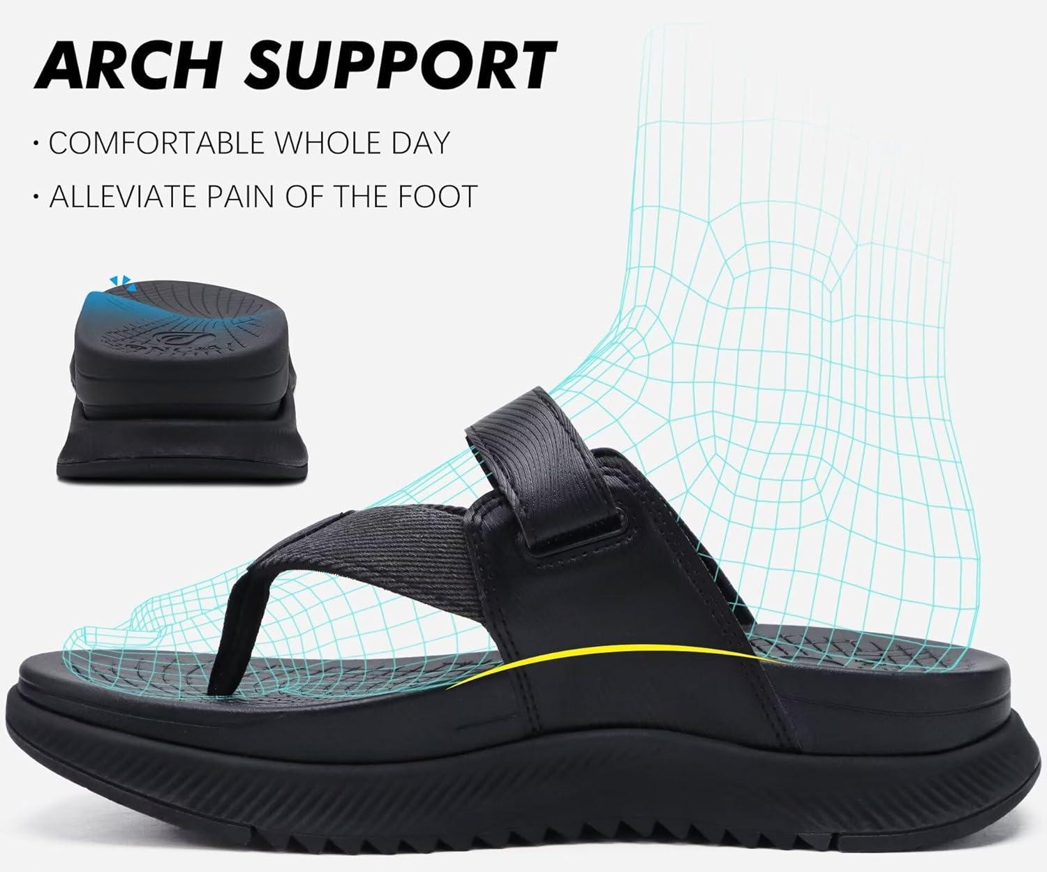 image:imageONCAI Set of 2 Pairs Womens Orthotic Cushion Flip Flops Recovery Walking Sandals Black US Size 8 Orthopedic Flip Flops for Men Mens Arch Support Walking Sandals Black US Size 10
