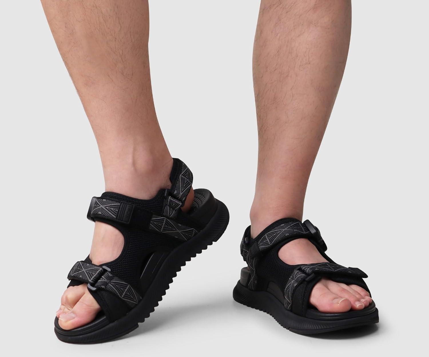 image:imageONCAI Set of 2 PairsMens Hiking SandalsBlack US Size 10 and Mens Walking Sandals Black US Size 10