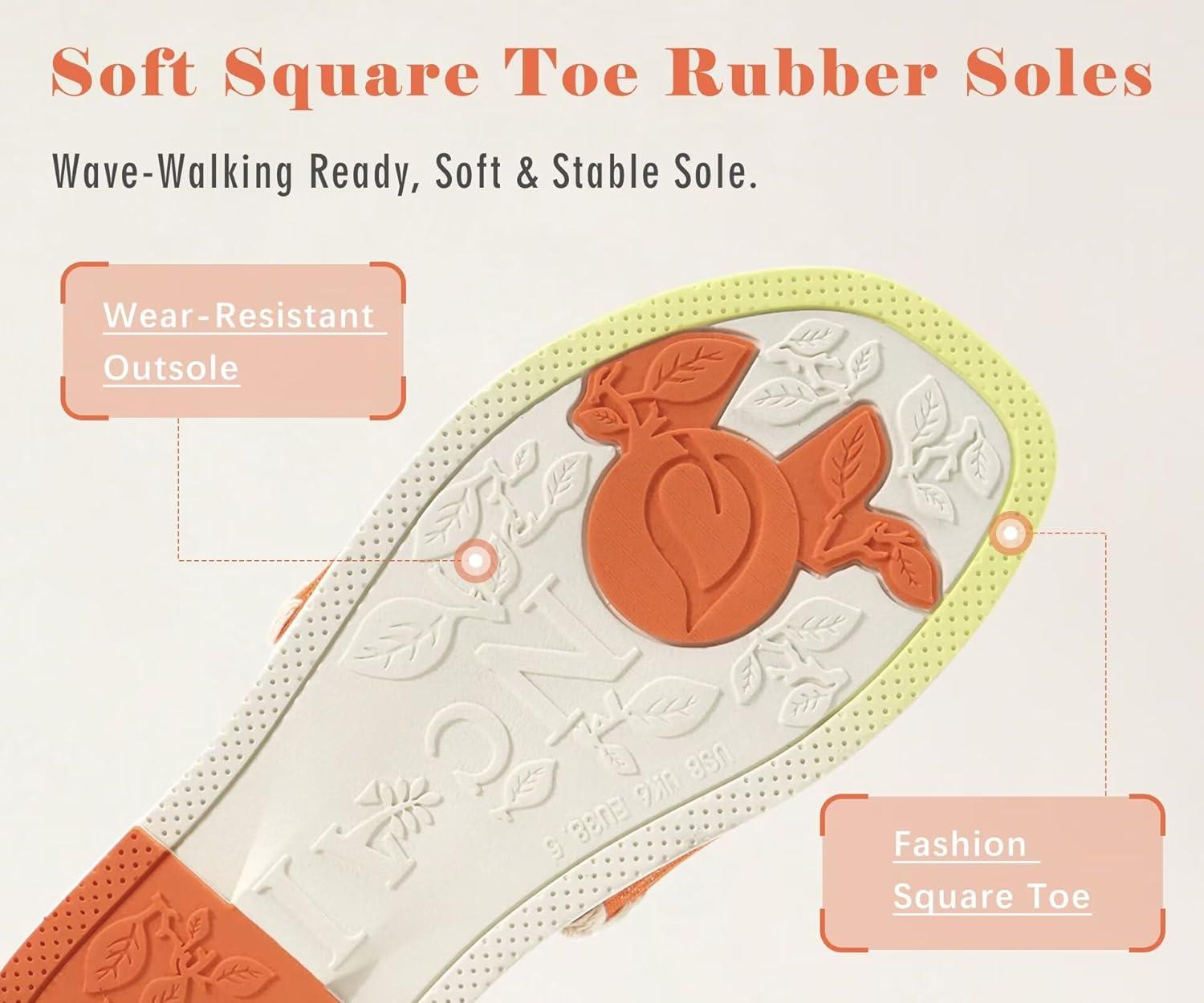 image:imageONCAI Womens Flat Slides Sandals Soft Knitted with Golden Thread Inlay Summer Vacation Walking Sandalias Mujer with Outdoor Rubber Soles US Size 611Carrot OrangeWhite