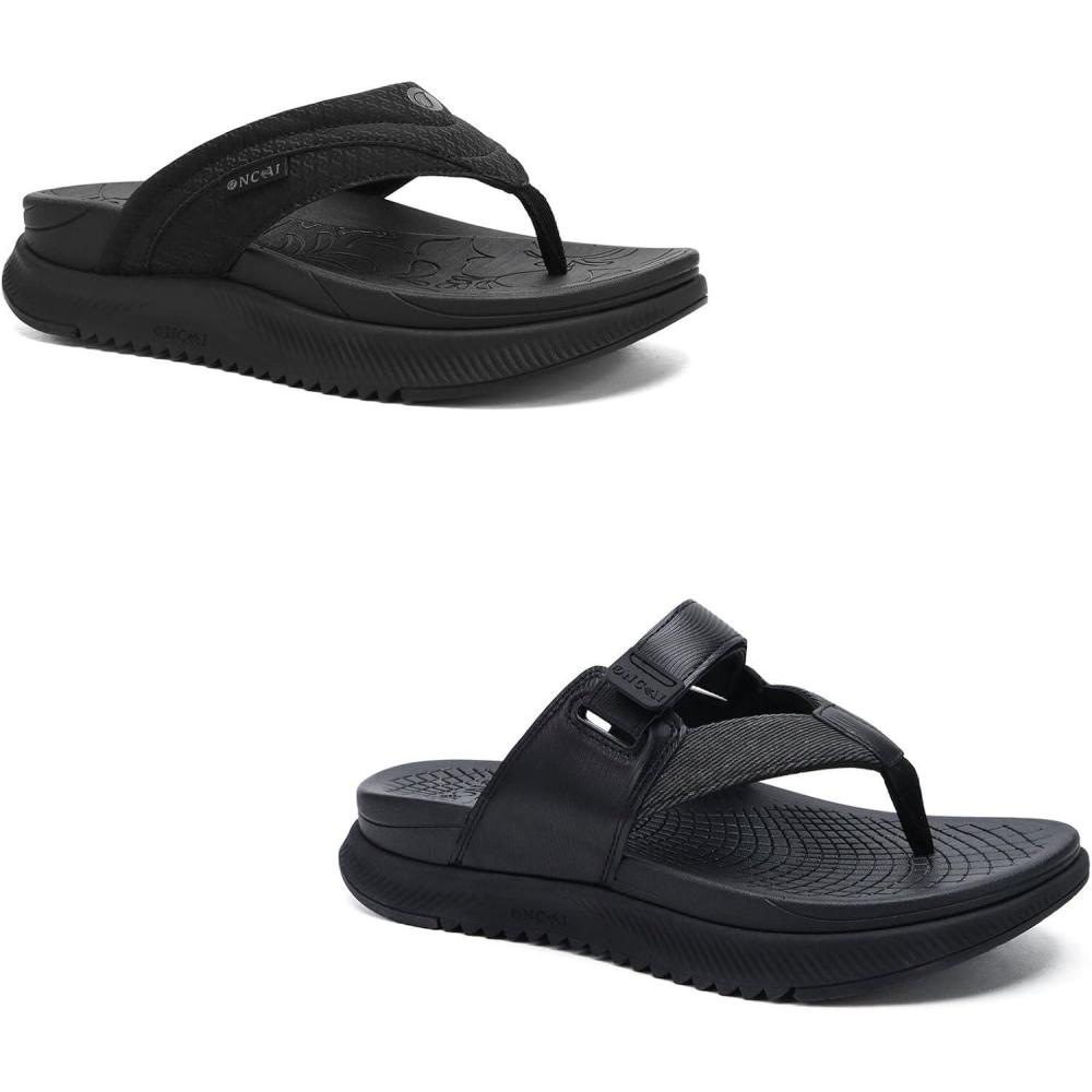 image:imageONCAI Set of 2 Pairs Womens Orthotic Cushion Flip Flops Recovery Walking Sandals Black US Size 8 Orthopedic Flip Flops for Men Mens Arch Support Walking Sandals Black US Size 10