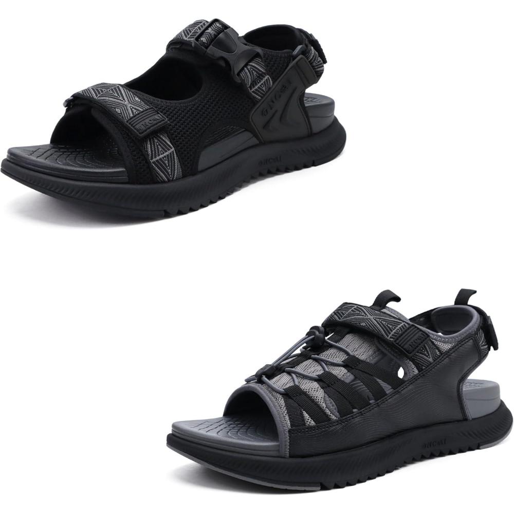 image:imageONCAI Set of 2 PairsMens Hiking SandalsBlack US Size 10 and Mens Walking Sandals Black US Size 10