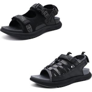 ONCAI Set of 2 Pairs,Men’s Hiking Sandals(Black US Size 10) and Men’s Walking Sandals (Black US Size 10)