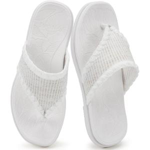 ONCAI Women’s Flip Flops Classic Square Toe Yoga Mat Flat Dressy Summer Beach Slide Sandals for Woman Walking Fashion Comfort Ladies Thong Sandal Soft Cushion Rubber Sole Size US 6-11(White)