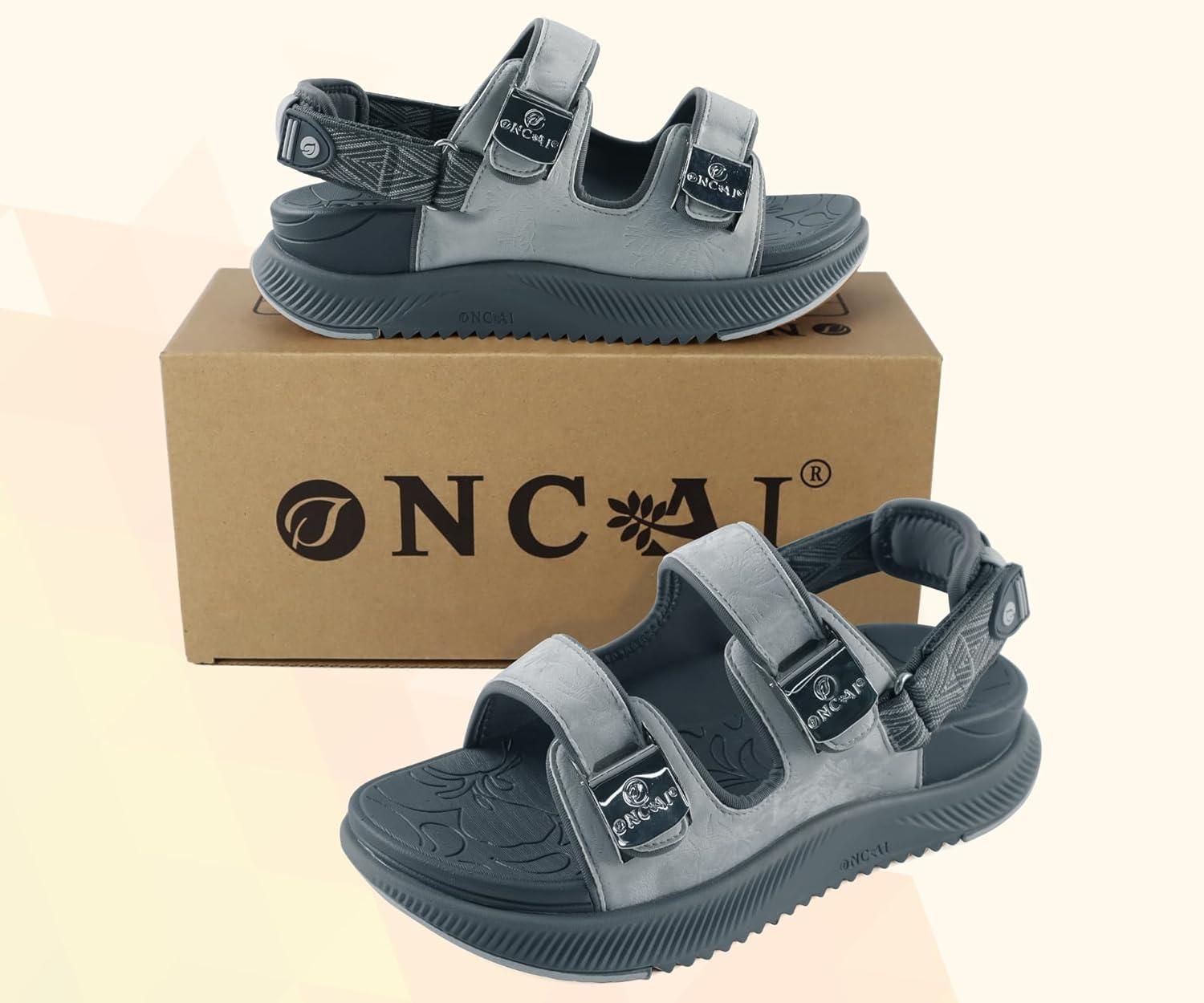 image:imageONCAI Orthopedic Women Sandals with Arch Support Comfort Casual Sport Platform Recovery Hiking Sandals for Laides Water Summer Vacation Shoes Thick Outdoor Adjustable Strap Size 612Grey