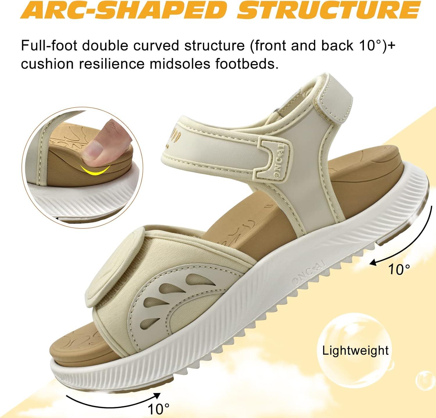 image:imageONCAI Set of 2 Pairs US Size 8 Womens Orthotic Cushion Flip Flops Recovery Walking Sandals BeigeWhite Walking Sandals WomenArch Support Hiking Sandals BeigeWhite