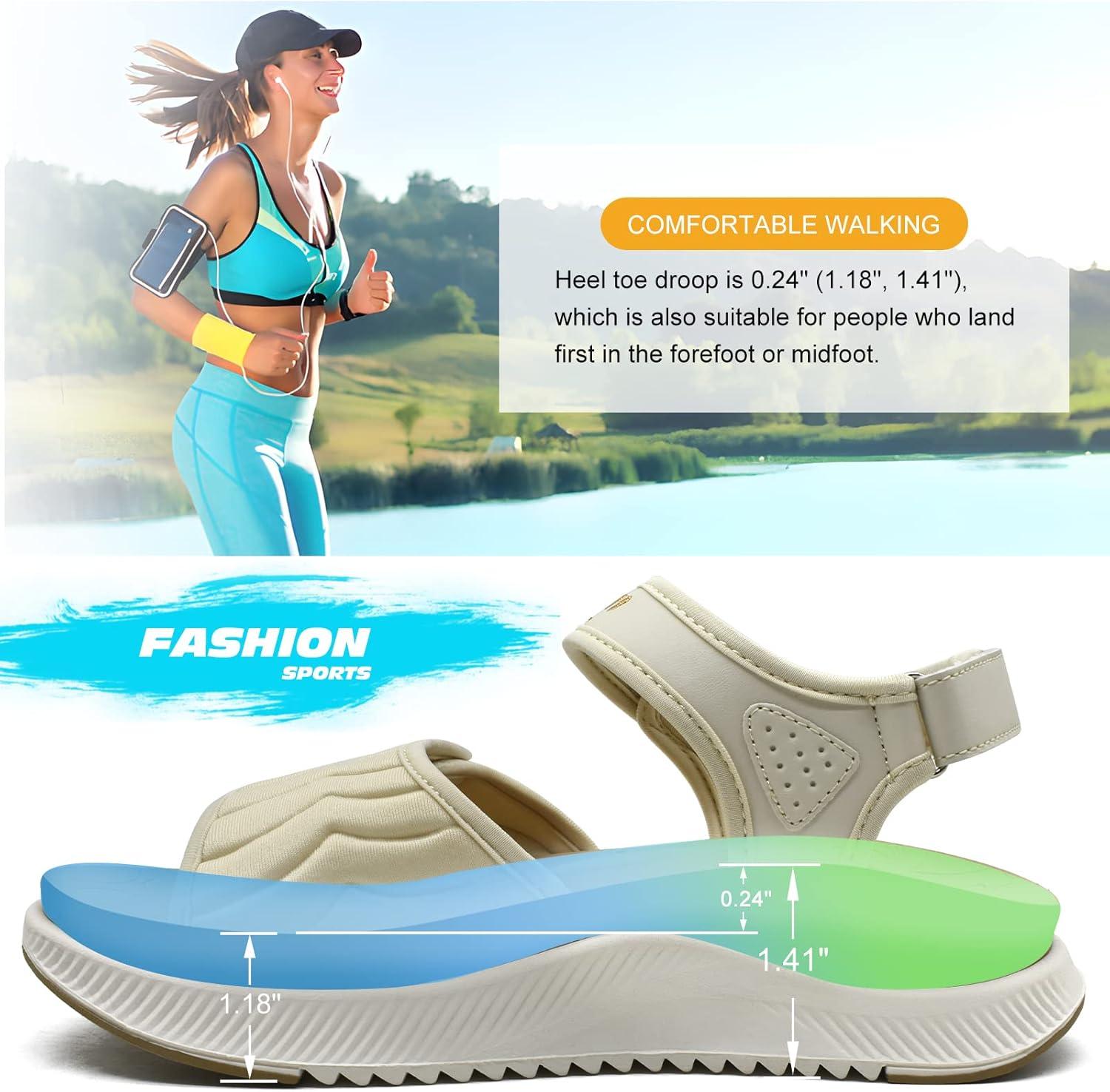 image:imageONCAI Set of 2 Pairs US Size 8 Womens Orthotic Cushion Flip Flops Recovery Walking Sandals BeigeWhite Walking Sandals WomenArch Support Hiking Sandals BeigeWhite