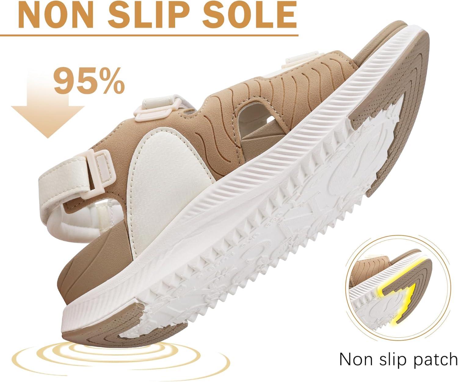image:imageONCAI Set of 2 Pairs US Size 8 Womens Orthotic Cushion Flip Flops Recovery Walking Sandals BeigeWhite Womens Hiking Sandals with Arch Support Walking Sports Sandals BeigeWhite