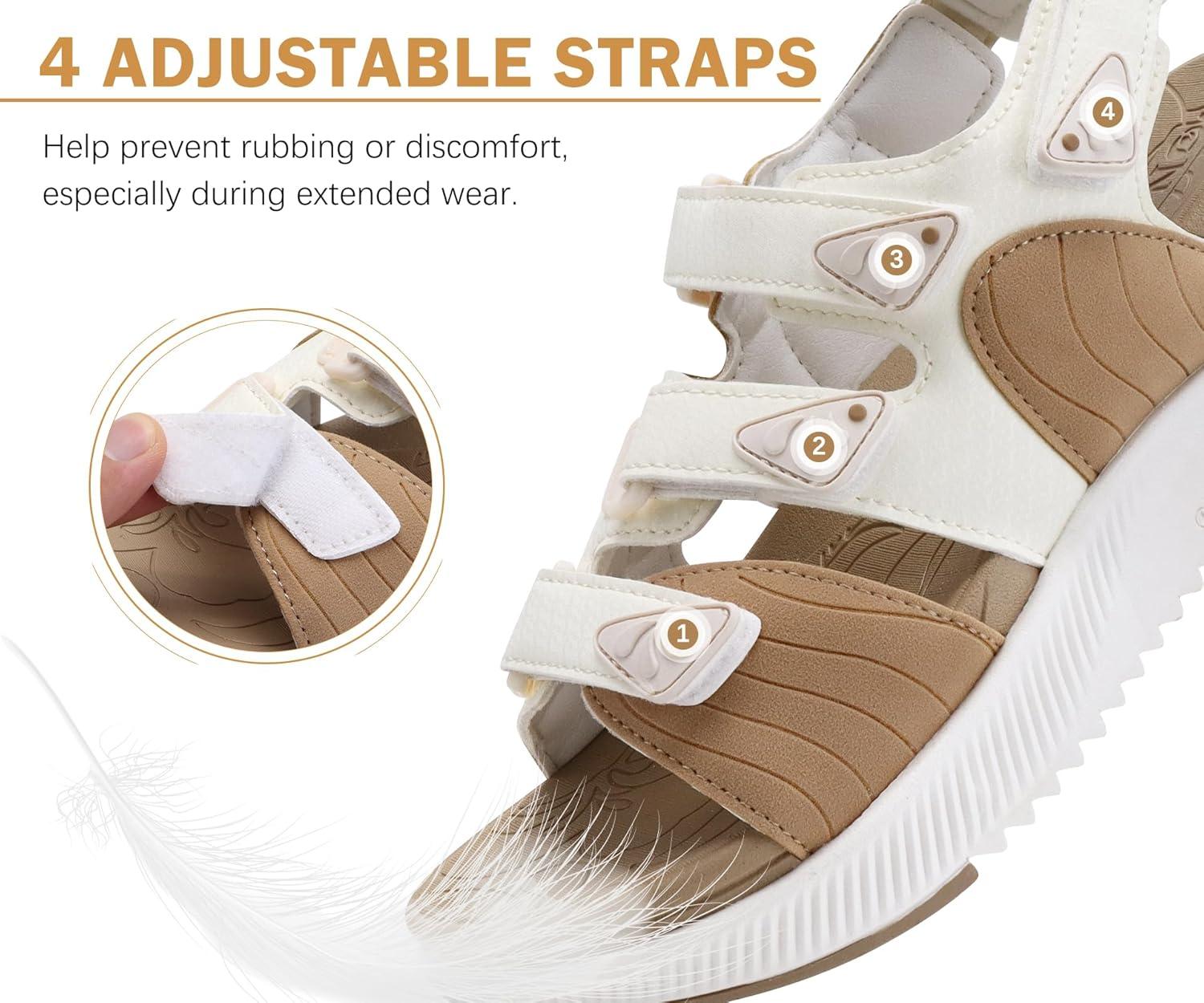 image:imageONCAI Set of 2 Pairs US Size 8 Womens Orthotic Cushion Flip Flops Recovery Walking Sandals BeigeWhite Womens Hiking Sandals with Arch Support Walking Sports Sandals BeigeWhite