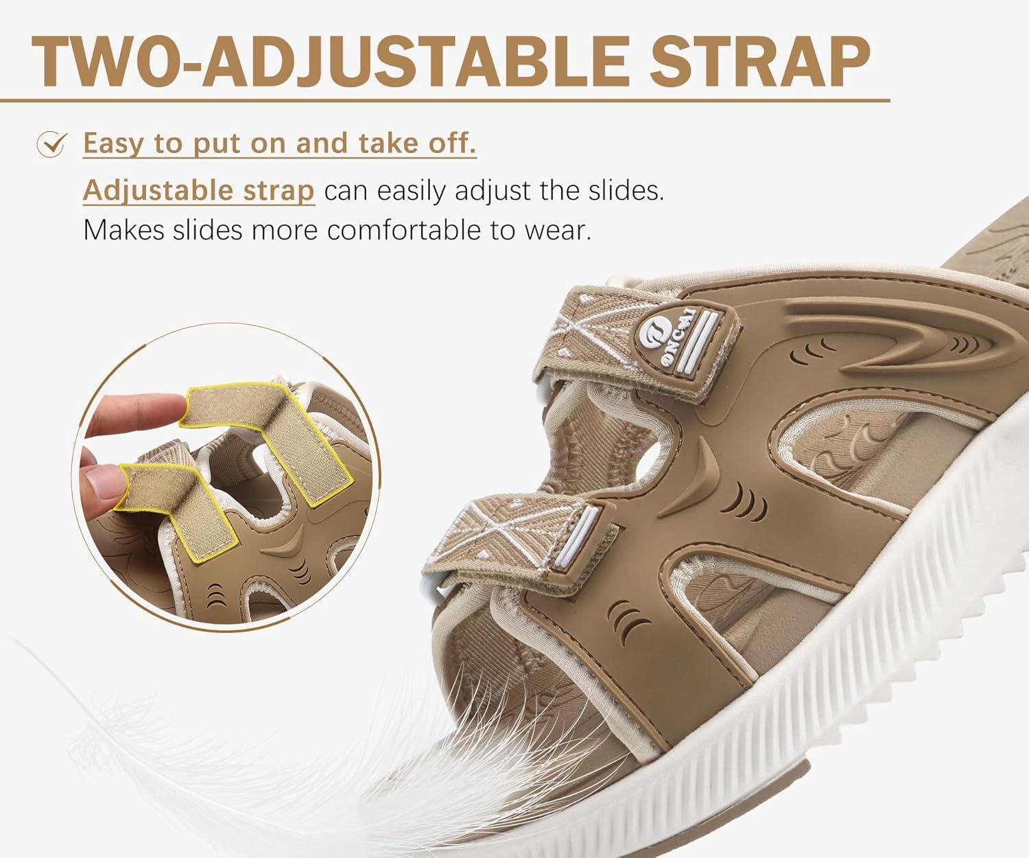 image:imageONCAI Set of 2 Pairs US Size 8 Womens Orthotic Cushion Flip Flops Recovery Walking Sandals BeigeWhite Womens Orthotic Sandals Ladies Recovery Walking Slides BeigeWhite