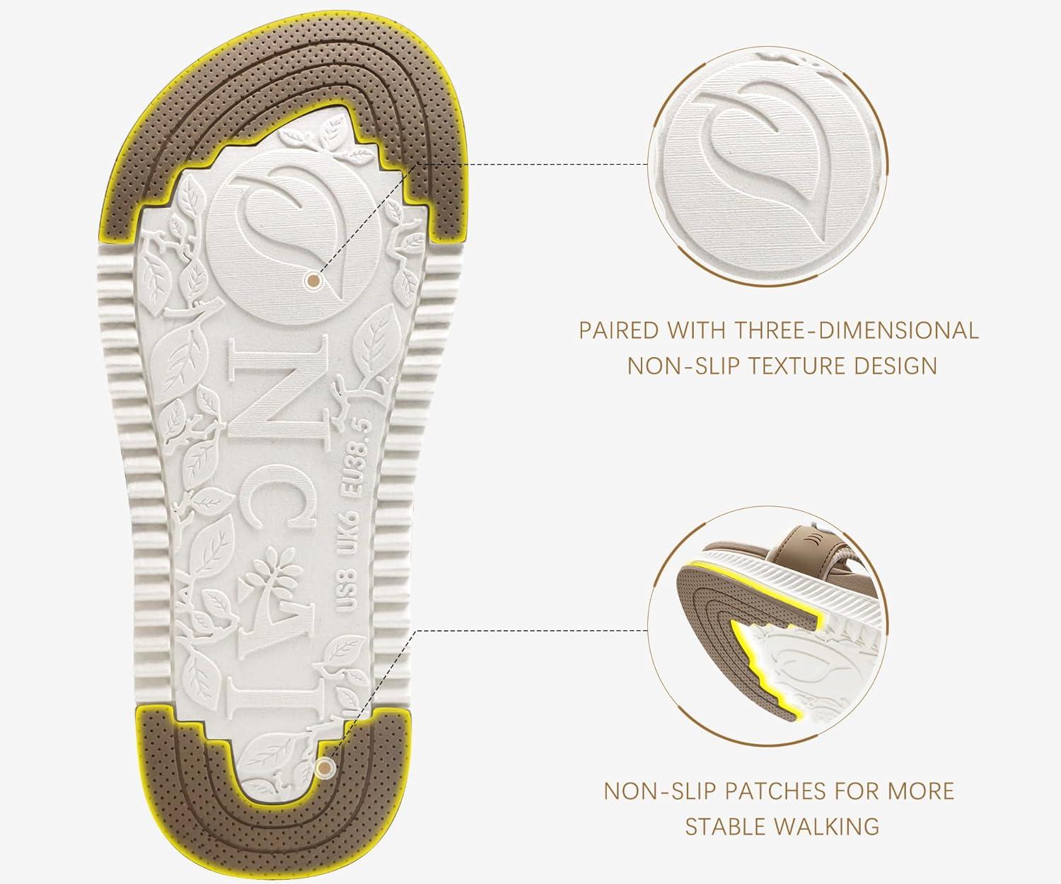 image:imageONCAI Set of 2 Pairs US Size 8 Womens Orthotic Cushion Flip Flops Recovery Walking Sandals BeigeWhite Womens Orthotic Sandals Ladies Recovery Walking Slides BeigeWhite