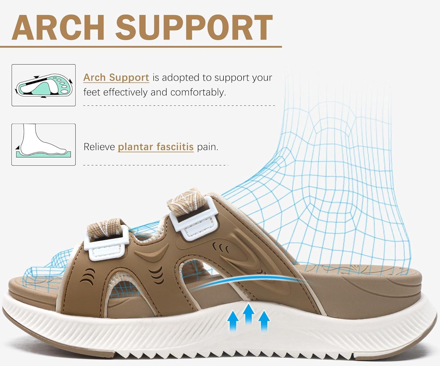 image:imageONCAI Set of 2 Pairs US Size 8 Womens Orthotic Cushion Flip Flops Recovery Walking Sandals BeigeWhite Womens Orthotic Sandals Ladies Recovery Walking Slides BeigeWhite