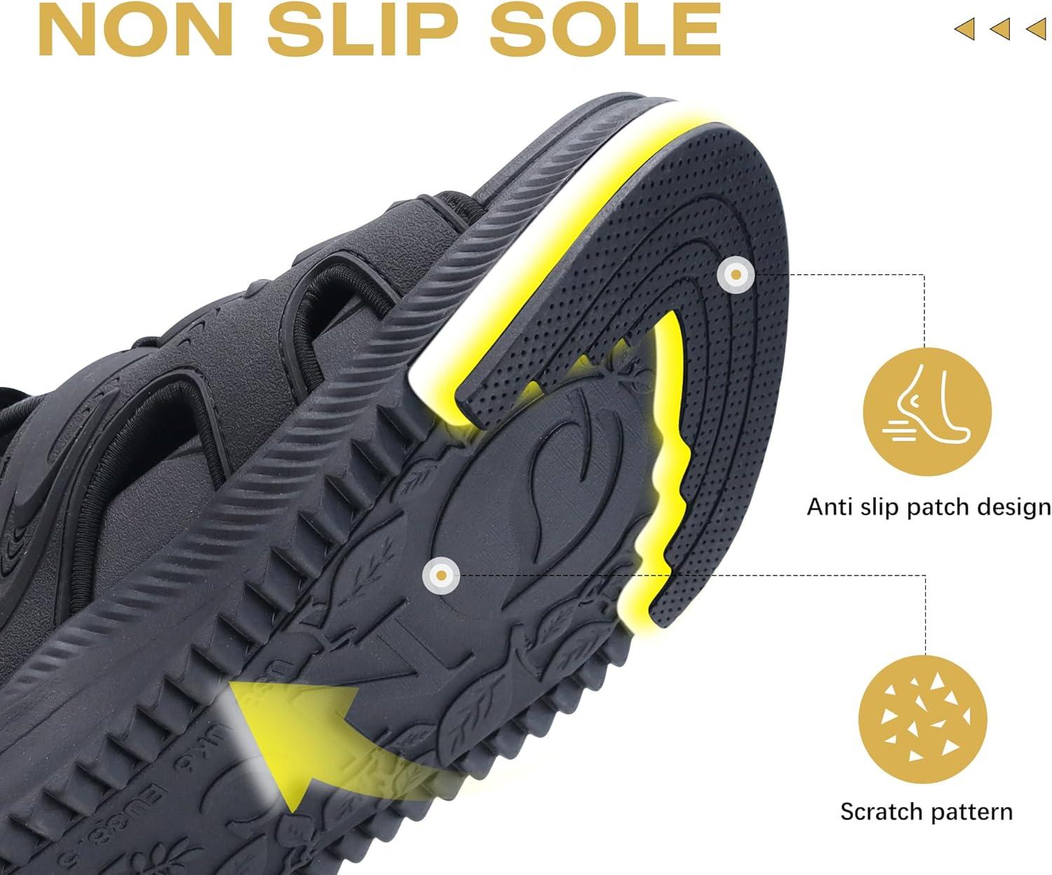 image:imageONCAI Set of 2 Pairs US Size 8 Womens Orthotic Cushion Flip Flops Recovery Walking Sandals Black Walking Sandals for Women Sport Athletic Hiking Sandals Black