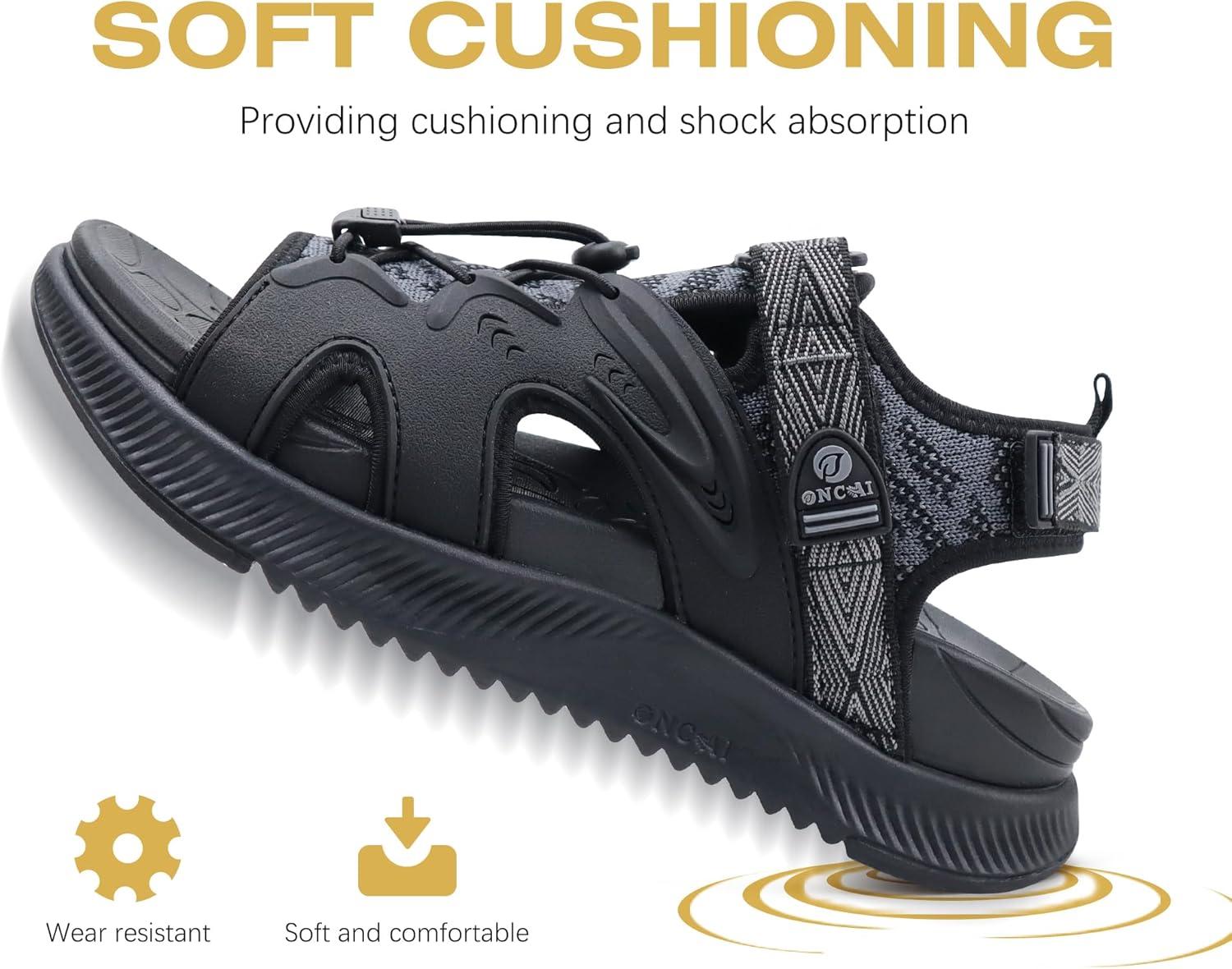 image:imageONCAI Set of 2 Pairs US Size 8 Womens Orthotic Cushion Flip Flops Recovery Walking Sandals Black Walking Sandals for Women Sport Athletic Hiking Sandals Black