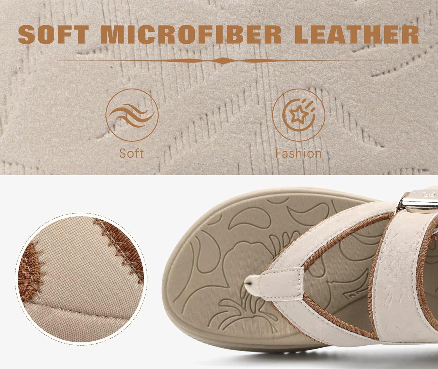 image:imageONCAI Womens Orthopedic Platform Flip Flops with Arch Support Summer Beach Dressy Trendy Walking Sandals and Thick Outdoor Rubber SolesBeige