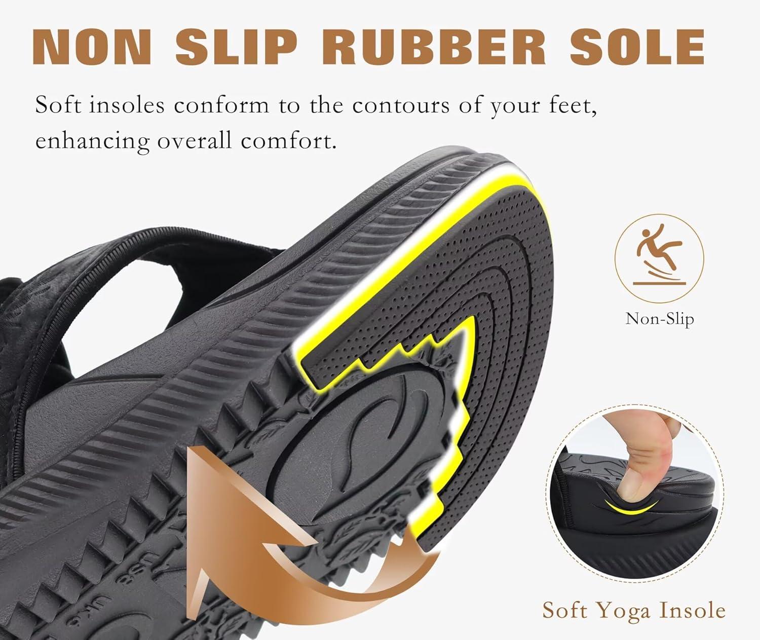 image:imageONCAI Womens Orthopedic Platform Flip Flops with Arch Support Summer Beach Dressy Trendy Walking Sandals and Thick Outdoor Rubber SolesBlack