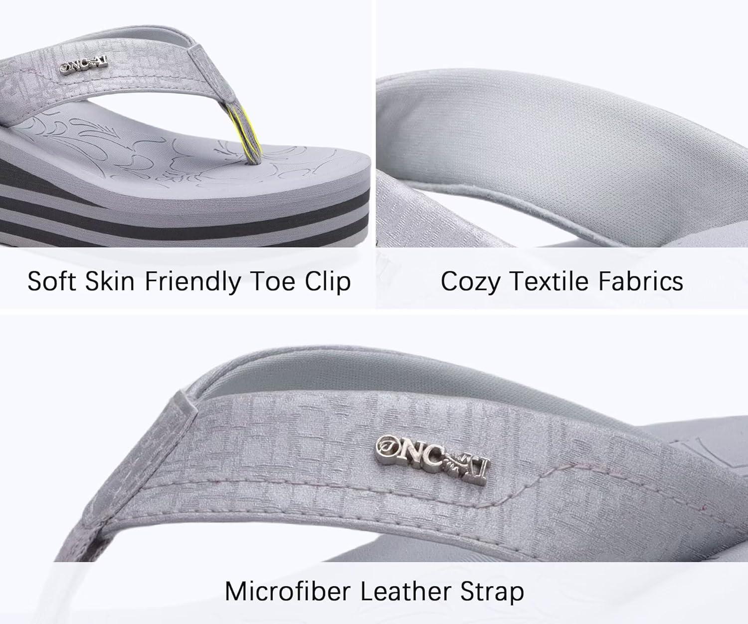image:imageONCAI Womens Platform Wedge Flip Flops Trendy Dressy Womans Summer Flatform Sandals with Comfortable Walking Outdoor Rubber Soles US Size 511Greyregular Size