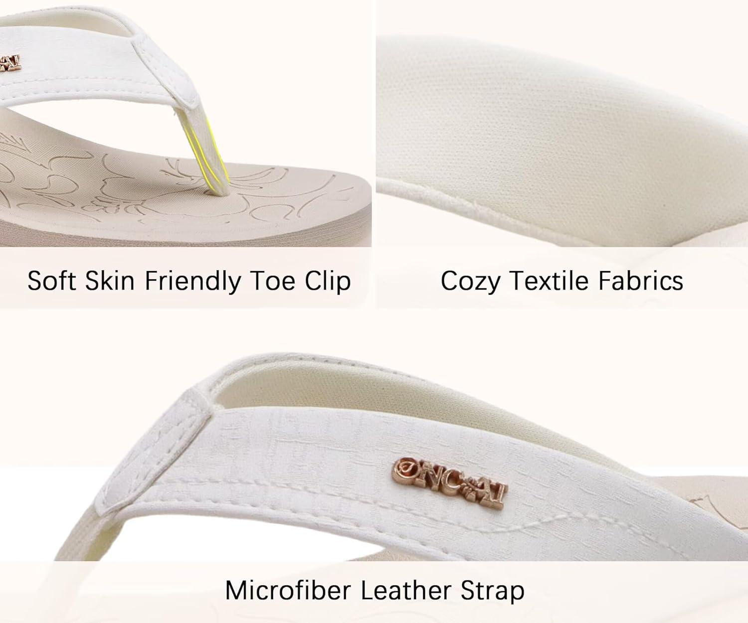 image:imageONCAI Womens Platform Wedge Flip Flops Trendy Dressy Womans Summer Flatform Sandals with Comfortable Walking Outdoor Rubber Soles US Size 511Off Whiteregular Size