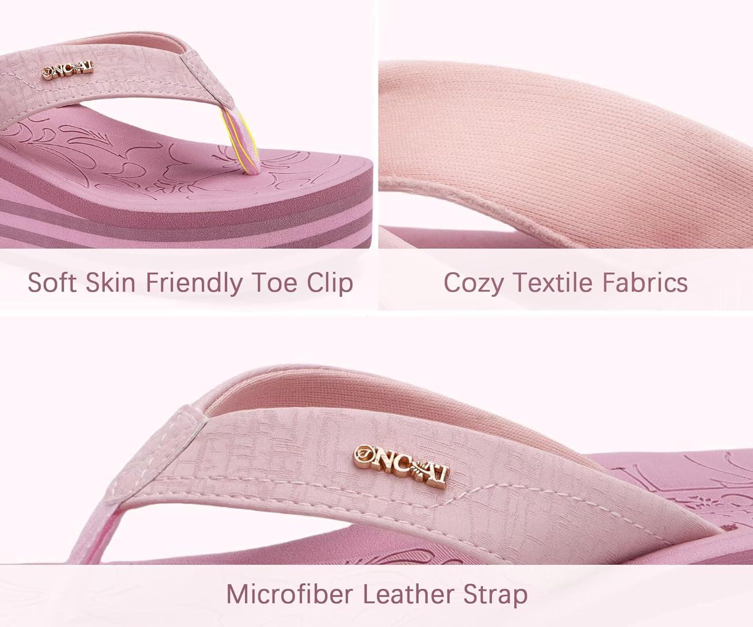 image:imageONCAI Womens Platform Wedge Flip Flops Trendy Dressy Womans Summer Flatform Sandals with Comfortable Walking Outdoor Rubber Soles US Size 511Pinkregular Size