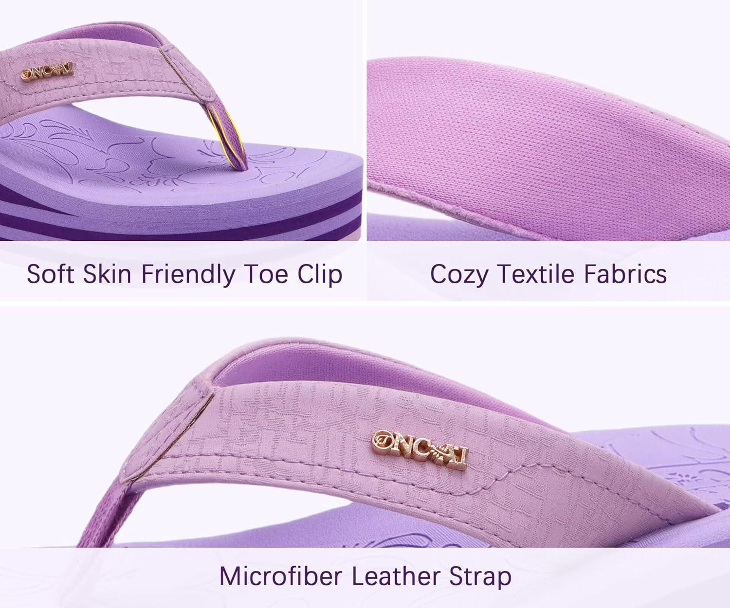 image:imageONCAI Womens Platform Wedge Flip Flops Trendy Dressy Womans Summer Flatform Sandals with Comfortable Walking Outdoor Rubber Soles US Size 511Purpleregular Size