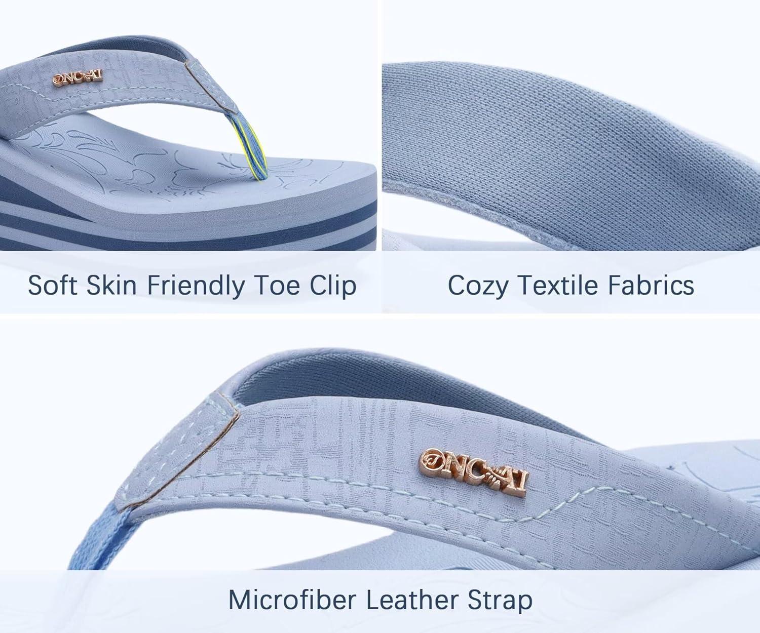 image:imageONCAI Womens Platform Wedge Flip Flops Trendy Dressy Womans Summer Flatform Sandals with Comfortable Walking Outdoor Rubber Soles US Size 511Sky Blueregular Size