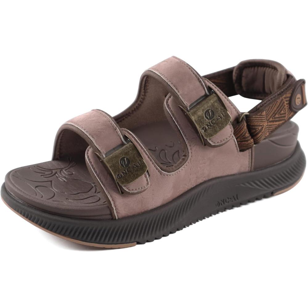 image:imageONCAI Orthopedic Women Sandals with Arch Support Comfort Casual Sport Platform Recovery Hiking Sandals for Laides Water Summer Vacation Shoes Thick Outdoor Adjustable Strap Size 612Brown