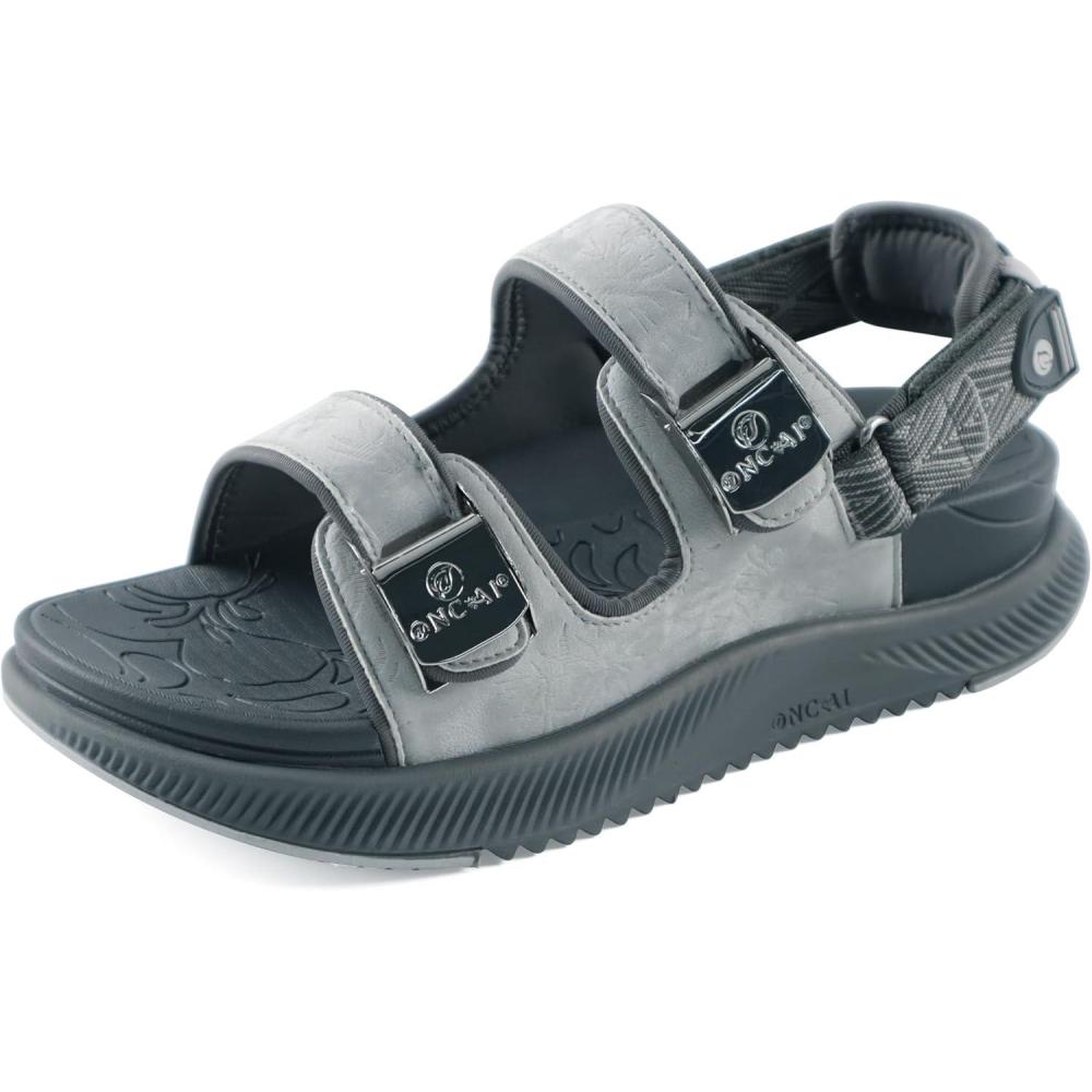 image:imageONCAI Orthopedic Women Sandals with Arch Support Comfort Casual Sport Platform Recovery Hiking Sandals for Laides Water Summer Vacation Shoes Thick Outdoor Adjustable Strap Size 612Grey