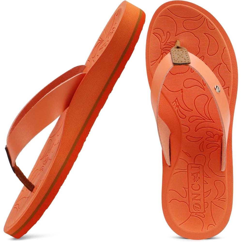 image:imageONCAI Womens Flip Flops Arch Support Yoga Mat Summer Beach Woman Thong Sandals with Orthotic Rubber SolesUS Size 511Orange