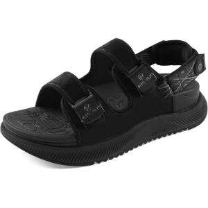 ONCAI Orthopedic Women Sandals with Arch Support Comfort Casual Sport Platform Recovery Hiking Sandals for Laides Water Summer Vacation Shoes Thick Outdoor Adjustable Strap Size 6-12(Black)
