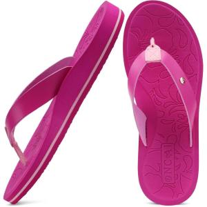 ONCAI Women’s Flip Flops Arch Support Yoga Mat Summer Beach Woman Thong Sandals with Orthotic Rubber Soles(US Size 5-11)(Hot Pink)